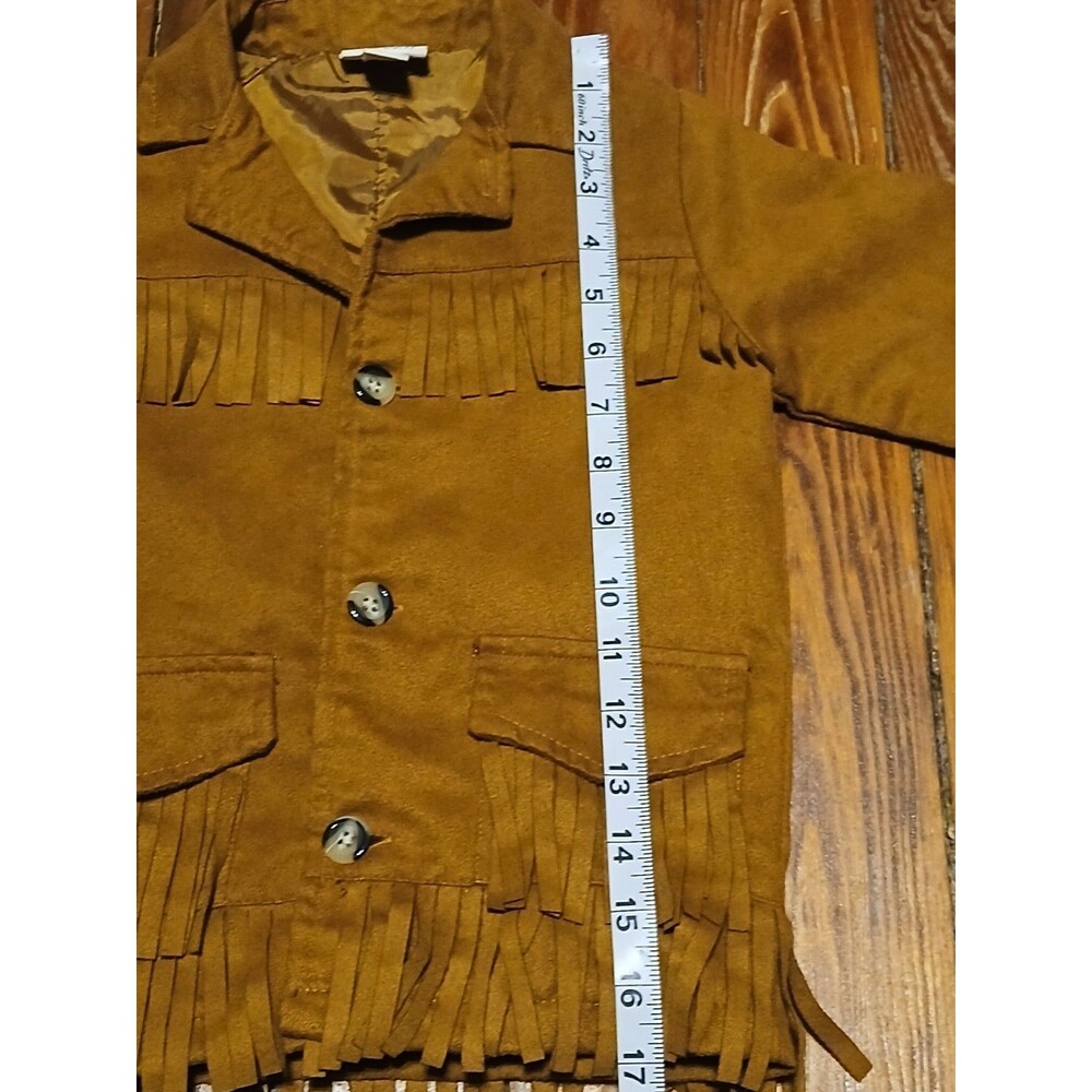 Little Maven by Tori Spelling Kids Faux Suede Fringe  Brown Jacket 5Y - Picture 10 of 10